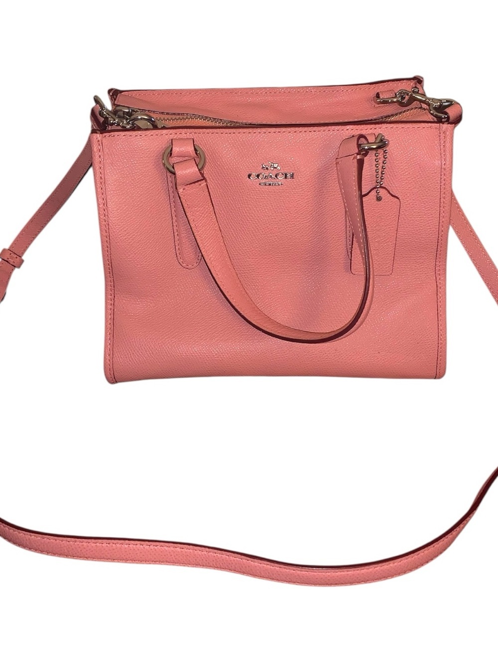 COACH Pink Pebbled Leather Satchel Crossbody Bag Purse Handbag Excellent Cond. - Picture 2 of 7